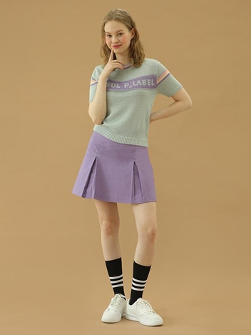 P_LABEL 칼라 데님 스커트_VIO
