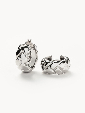 Lucy Williams Chunky Waffle Hoop Earrings - Silver Plated