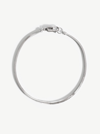 Mens Square Snake Chain Bracelet - Sterling Silver