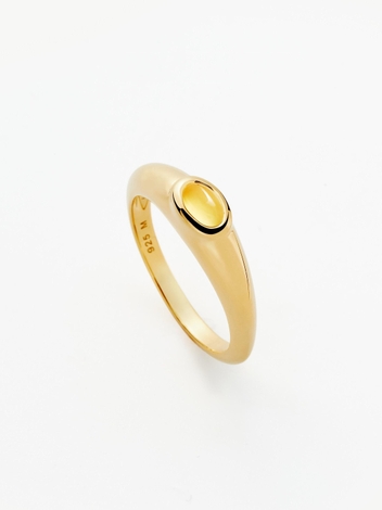 Good Vibes Gemstone Stacking Ring | 18ct Gold Plated Vermeil/Pink Quartz - 18ct Gold Plated Vermeil/Mango Chalcedony