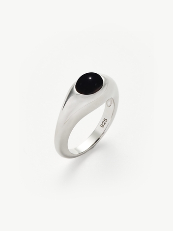 Savi Sculptural Gemstone Stacking Ring | Sterling Silver/Black Onyx