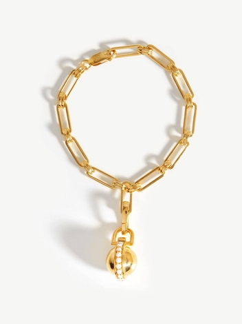 Pave Sphere Pendant Aegis Chain Bracelet