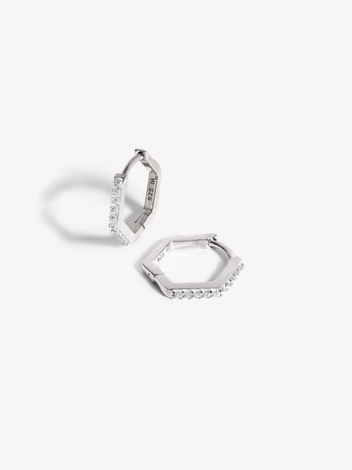 Pave Hex Huggies