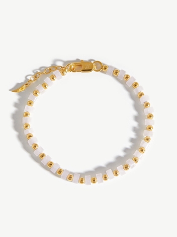 Beaded Bracelet | 18ct Gold Plated/White