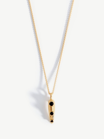 Claw Studded Pendant Necklace - 18ct Gold Plated Vermeil/Black Onyx