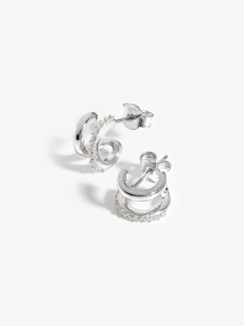 Classic Double Huggies | Sterling Silver/Cubic Zirconia