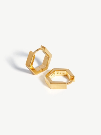 Chubby Hex Huggies | 18ct Gold Plated Vermeil