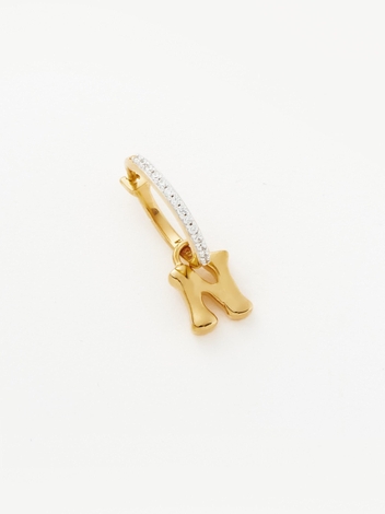 Initial Single Charm Hoop Earring - Initial N | 18ct Gold Plated Vermeil