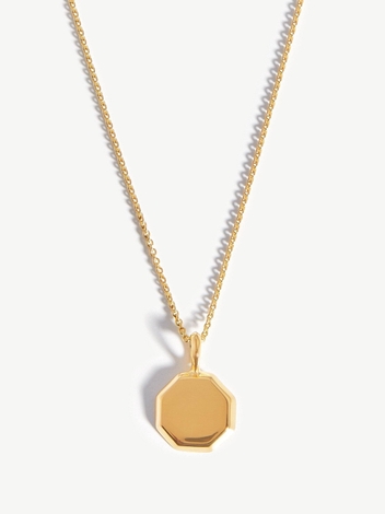 Engravable Short Mini Octagon Necklace | 18ct Gold Plated Vermeil