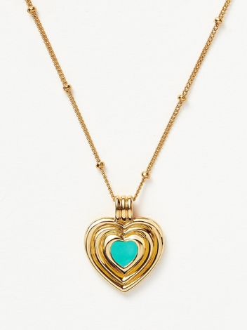 Good Vibes Engravable Enamel Heart Pendant Necklace | 18ct Gold Plated Vermeil/Aqua
