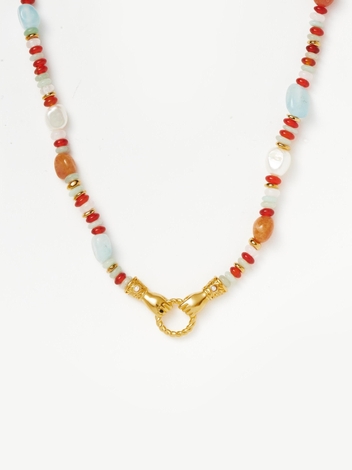 Harris Reed In Good Hands Beaded Gemstone Necklace | 18ct Gold Plated/Multi Gemstone & Pearl