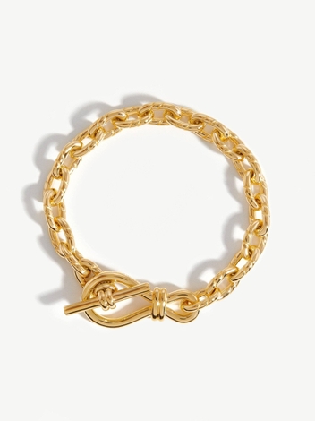 Twisted Link T-Bar Chain Bracelet | 18ct Gold Plated