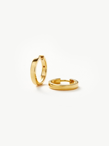 Classic Flat Small Hoop Earrings | 18ct Gold Plated Vermeil