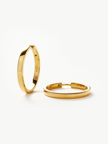 Classic Flat Medium Hoop Earrings | 18ct Gold Plated Vermeil