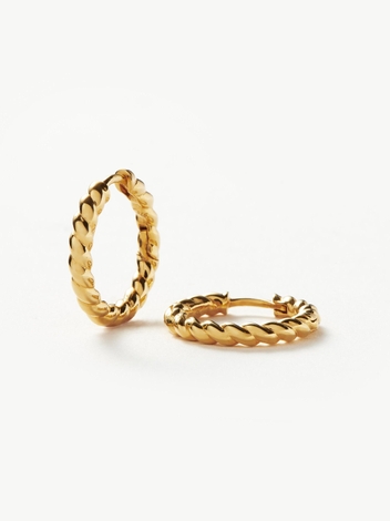 Twisted Helical Small Hoop Earrings | 18ct Gold Plated Vermeil