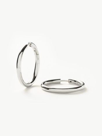 Classic Tunnel Large Hoop Earrings | Silver Plated