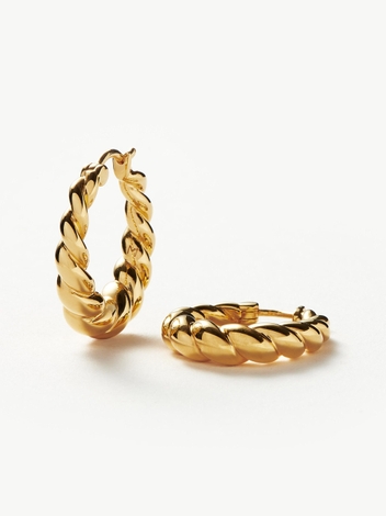 Twisted Tidal Medium Hoop Earrings | 18ct Gold Plated