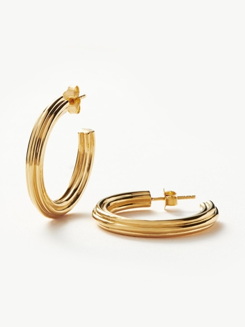 Ridge Large Hoop Earrings | 18ct Gold Plated