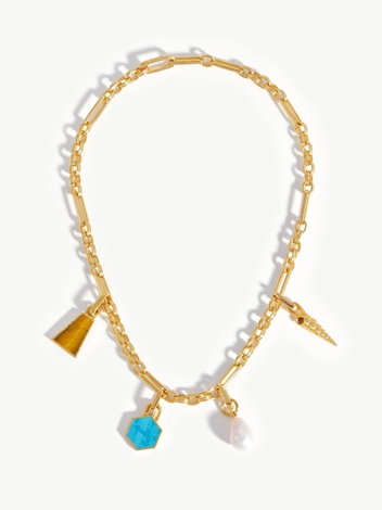 Pearl & Shell Gemstone Charm Necklace