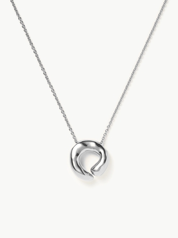 Molten Doughnut Pendant Necklace | Silver Plated