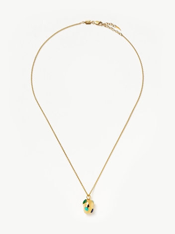 Molten Gemstone Nugget Pendant Necklace | 18ct Gold Plated Vermeil/Multi & Lapis