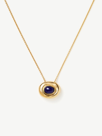 Molten Gemstone Doughnut Pendant Necklace | 18ct Gold Plated Vermeil/Lapis