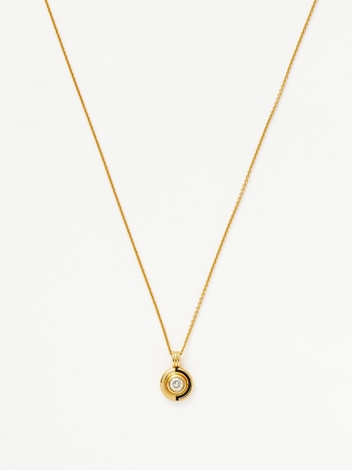 Enamel & Stone Byline Round Pendant Necklace | 18ct Gold Plated Vermeil/Cubic Zirconia