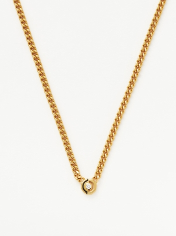 Enamel & Stone Floating Hex Pendant Chain Necklace | 18ct Gold Plated/Cubic Zirconia