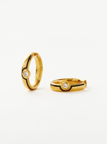 Enamel & Stone Byline Medium Hoop Earrings | 18ct Gold Plated Vermeil/Cubic Zirconia