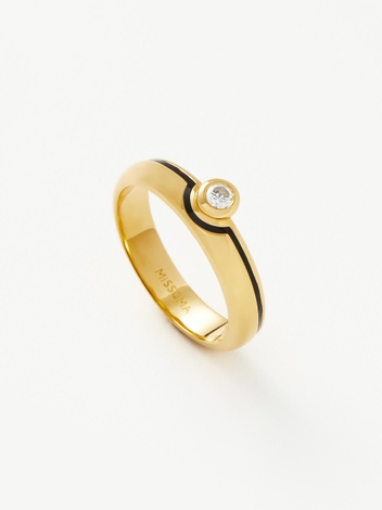 Enamel & Stone Byline Stacking Band Ring | 18ct Gold Plated Vermeil/Cubic Zirconia