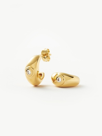 Stone Dome Mini Hoop Earrings | 18ct Gold Plated/Cubic Zirconia