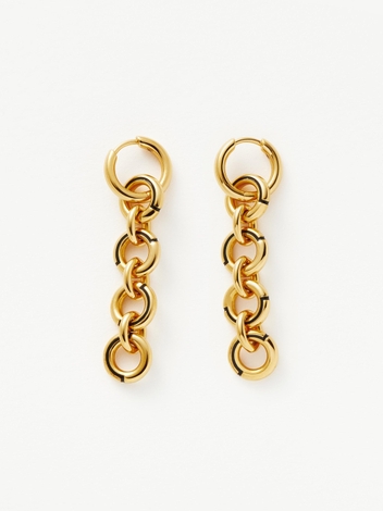 Enamel Byline Link Drop Hoop Earrings | 18ct Gold Plated
