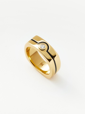 Enamel & Stone Byline Wide Band Ring | 18ct Gold Plated/Cubic Zirconia