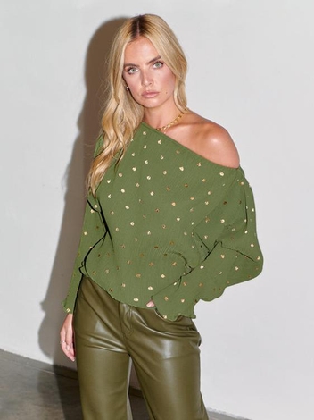 Khaki Plisse Tilly Top