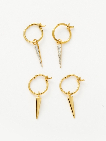 Pavé Spike Mix And Match Charm Mini Hoop Earring Set