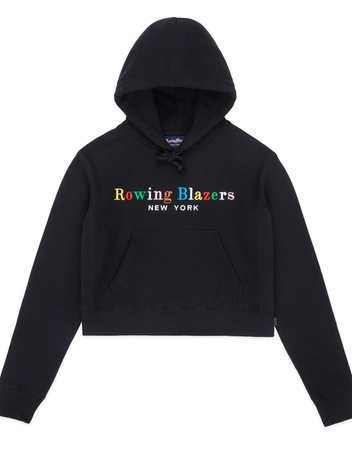 Spellout Cropped Hoodie - Black