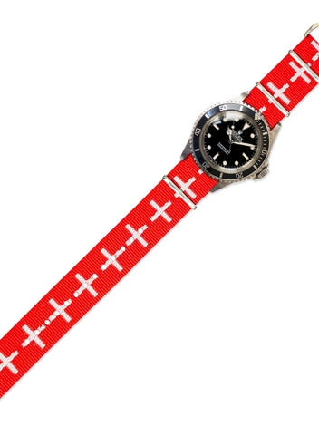 Watch Strap In Swiss Red And White