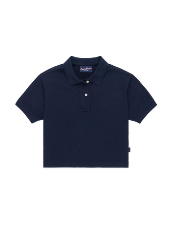 Cropped Organic Cotton Mesh Polo