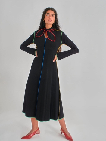 Pippa Dress Black & Multicolour