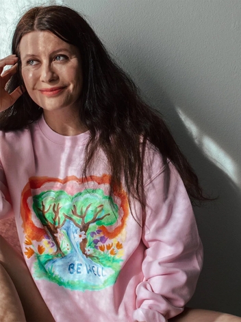 Be Well Sweatshirt - pink / white / dark heather