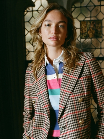 Womens Gun Check Wool Jacket