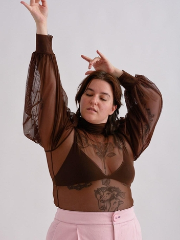 Dolly Mesh Turtleneck Brown