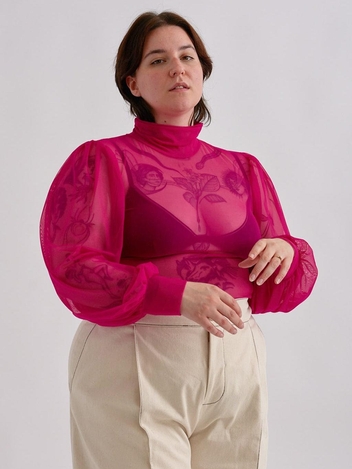 Dolly Mesh Turtleneck Pink