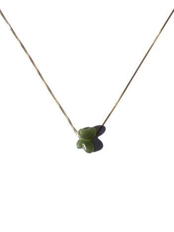 Butterfly — Green jade pendant necklace