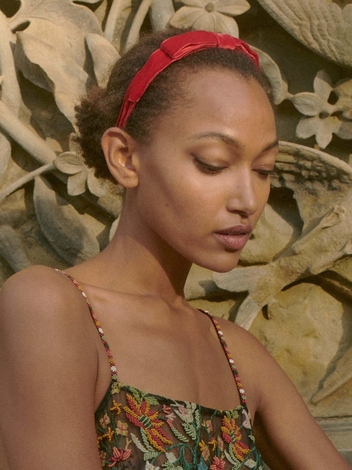 LEONIE HEADBAND -- SCARLET VELVET