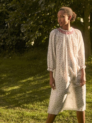 ORCHID NIGHTGOWN -- CRIMSON SWEETPEA FLORAL