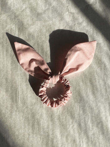 Pink Cotton Bow-Tie Bunni Scrunchie