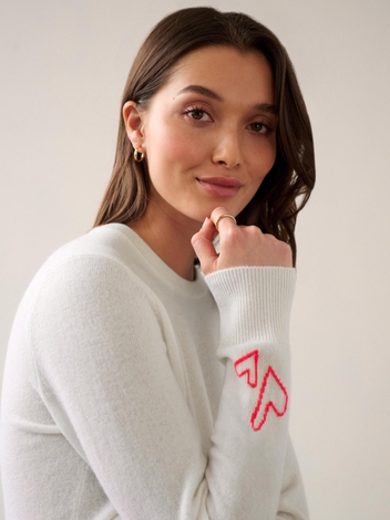 Cashmere Heart Sleeve Crewneck