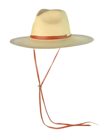 Long Brim Panama Hat with Leather Band