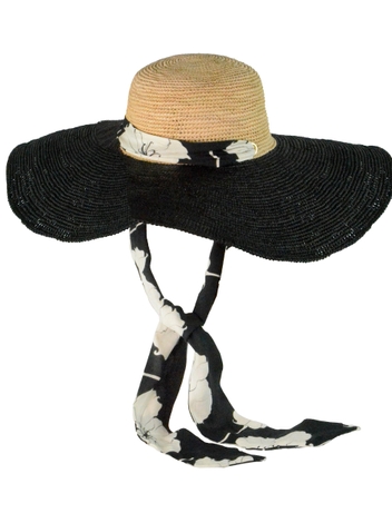 Two Tone Lady Ibiza Crochet Hat with Adjustable Fabric Band